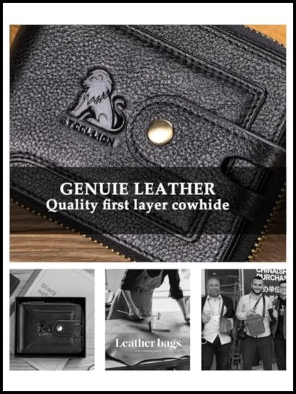 Men's RFID Blocking Bifold Leather Wallet with 15 Card Slots